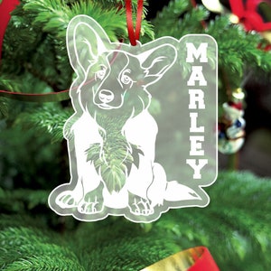 Corgi Ornament, Corgi Christmas Tree Ornament, Custom Pet Ornament, Dog Ornament Personalized, Dog Name Ornament, Cute Corgi Dog Gift