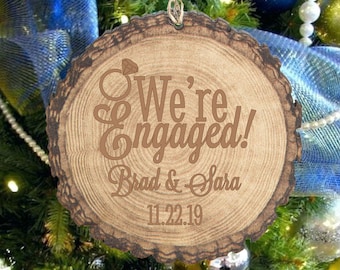 Personalized Engagement Ornament, Engaged Ornament with Names and Date, Engagement Gift for Couple, Engagement Gift for Him and Her