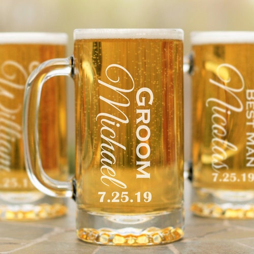 Beer Mug Groomsman Glass Personalized Beer Mug Home Bar Etsy