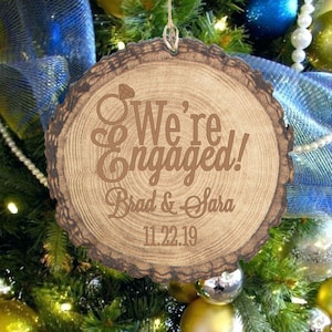 Personalized Engagement Ornament, Engaged Ornament with Names and Date, Engagement Gift for Couple, Engagement Gift for Him and Her