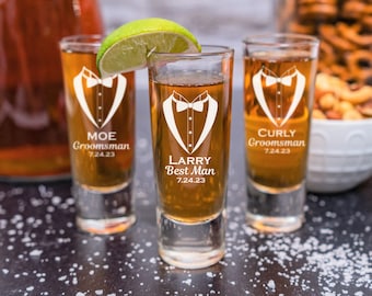 Personalized Shot Glasses, Custom Shot Glasses, Bridal Party Shot Glasses, Groomsman Gifts, Party Favors, Engraved Party Favor, Monogrammed