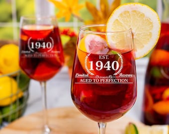 1940 Birthday Wine Glass, Birthday Gift, Established 1940, Personalized Wine Glass, Birthday Gift for Her, Birthday Gift for Girls, Est 1940