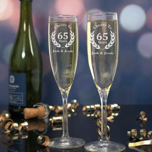 65th Anniversary, Anniversary Gift, Custom Toasting Flutes, Couple Gifts, Anniversary Glasses, Champagne Flute, Anniversary Gift for Parents