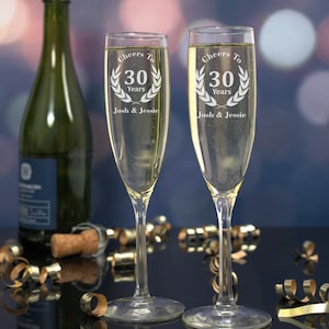30th Anniversary, Anniversary Gift, Toasting Flutes, Wedding Flutes, Anniversary Glasses, Champagne Flute, Personalized Champagne Flutes