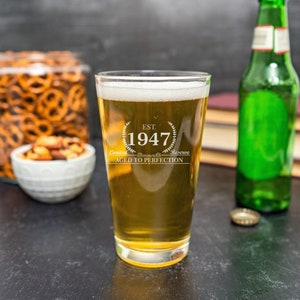 Established 1947 Birthday Gift, Born in 1947, Birthday Gift for Him, Est 1947, Engraved Birthday Pint, Personalized Birthday Glass for Her