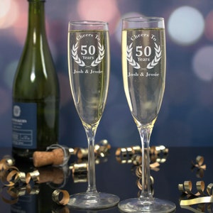 50th Anniversary, Gifts for Parents, Anniversary Glass, Toasting Flutes, Champagne Gift, Anniversary Glasses, Gifts for Her, Wedding Flutes