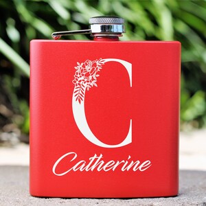 Monogrammed Flask, Bridesmaid Gift, Flask for Women, Custom Flask, Maid of Honor, Personalized Flask, Engraved Flask, Gift for Women, Flask