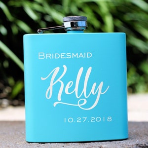 Bridesmaid Gift, Flask for Women, Custom Flask, Maid of Honor, Personalized Flask, Engraved Flask, Groomsmen Flask, Gift for Women, Flask