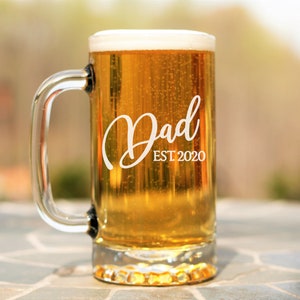 Dad Gift, New Dad Gift, Dad Announcement, New Baby Announcement, Dad To Be, Dad Beer Mug, Dad Glass, Pregnancy Announcement, Dad Est, Father image 6