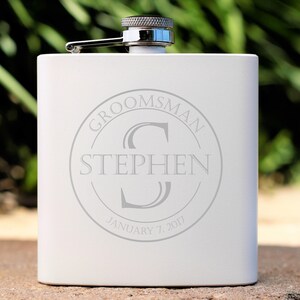 Groomsmen Gift, Personalized Flask, Custom Engraved Flask, Hip Flask, Best Man Flask, Monogrammed Groomsman Name Flask, Flask for Men, Groom