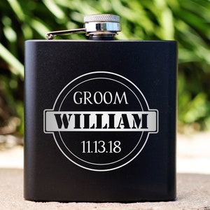 Groomsman Gift, Personalized Flask, Custom Engraved Flask, Hip Flask, Best Man Flask, Monogrammed Groomsman Name Flask, Flask for Men, Groom