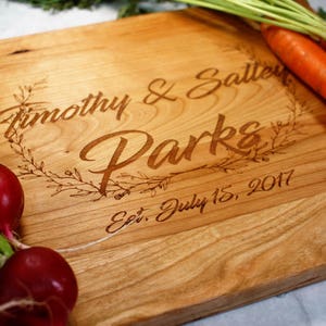 Custom Engraved Cutting Board - Fiance Gift - Wood Decor - Cooking Gift - Personalized Kitchen - Parents - Mom - Dad - Wife - Husband Gift