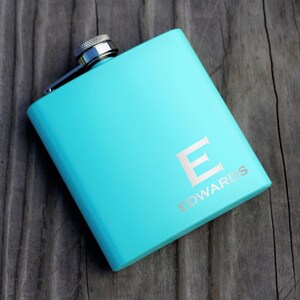 Teal Flask, Flask for Women, Bridesmaid Gift, Custom Flask, Personalized Flask, Engraved Hip Flask, Engraved Hip Flask, Gift For Women