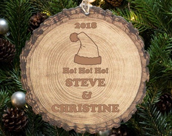 Rustic Wooden Christmas Ornament - Gift for Couple - Stocking Stuffer Idea - Christmas Tree Decor - Xmas Decoration - Personalized Gift Idea