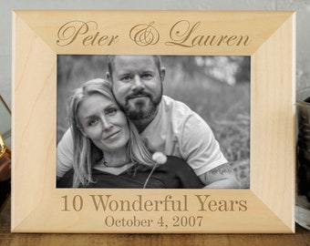 10th Anniversary Gift, 10 Year Anniversary, Personalized Photo Frame, Anniversary Gifts, Gift for Wife, Husband Gift, Wedding Anniversary