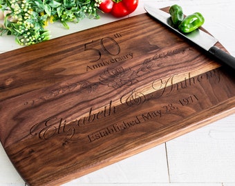 50th Anniversary Gift, Custom Cutting Board, Personalized Anniversary, Anniversary Gift for Her, Gift for Him, 50 Year Anniversary Gift