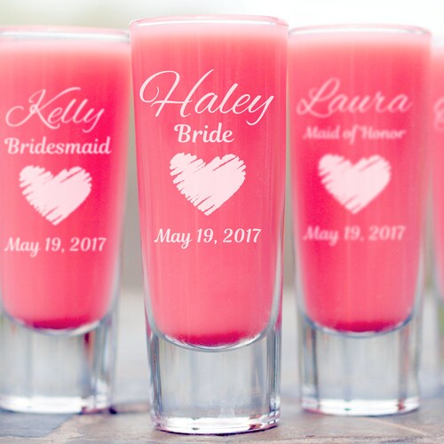 Personalized Shot Glasses Custom Shot Glasses Bridal Party Etsy