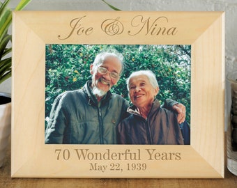 Black/Silver 70th Year Wedding Anniversary Picture Photo Frame L 