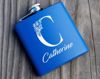 Bridesmaid Gift, Flask for Women, Custom Flask, Maid of Honor, Personalized Engraved Flask, Wedding Flask, Gift for Women, Bride Flask