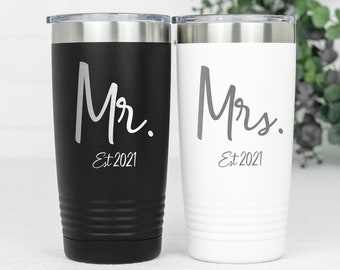 Mr and Mrs Matching Tumblers, Mr Tumbler, Mrs Tumbler, Wedding Tumblers, Wedding Cups, Bride Tumbler, Groom Tumbler, Mister and Misses Gift