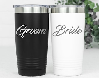 Wedding Day Gift, Honeymoon Gift Tumblers, Wedding Gift for the Couple, Engagement Present, Wedding Party, Bride and Groom Travel Mugs