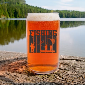 Unique Fishing Gift, Gift for Dad, Fishing Beer Glass, Grandpa Fishing Gift for Retirement, Gift for Fisherman, Birthday Gift for Husband