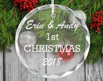 Personalized Crystal Holiday Ornament - Wedding Gift - Married First Christmas - Christmas Tree Decoration - Xmas Decor - Custom Couple Gift