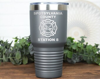 Firefighter Badge Tumbler, Maltese Cross Tumbler, EMT Gift, Firefighter Gift, Fire Fighter, Fire Department, Volunteer Fireman, Personalized