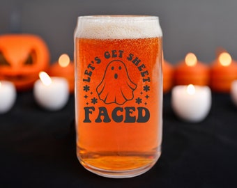 Unique Halloween Glassware, Fall Glassware, Fall Glass Cup, Halloween Beer Can, Spooky Decor, Halloween Can Glass, Halloween Barware