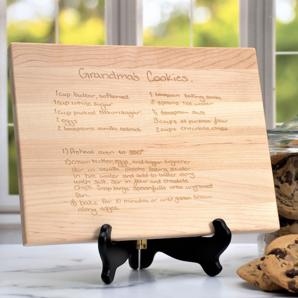 Recipe Cutting Board, Custom Wood Cutting Board with Handwritten Recipe, Maple, Cherry,  or Walnut Engraved Recipe Keepsake, Gift for Mom