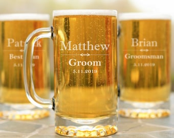 Glass Mug, Groomsman Glass, Wedding Party Favor, Beer Stein, Groomsman Proposal, Beer Mug, Glass Mug, Best Man, Father of the Groom Gift