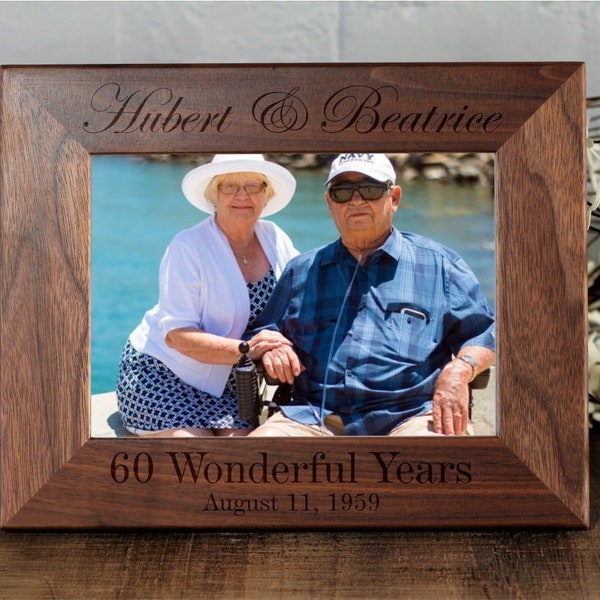 60th Anniversary Gift, Engraved Frame, Anniversary, Grandparents Gift, Gift for Parents, Anniversary Gift, Anniversary Gifts, Photo Frame