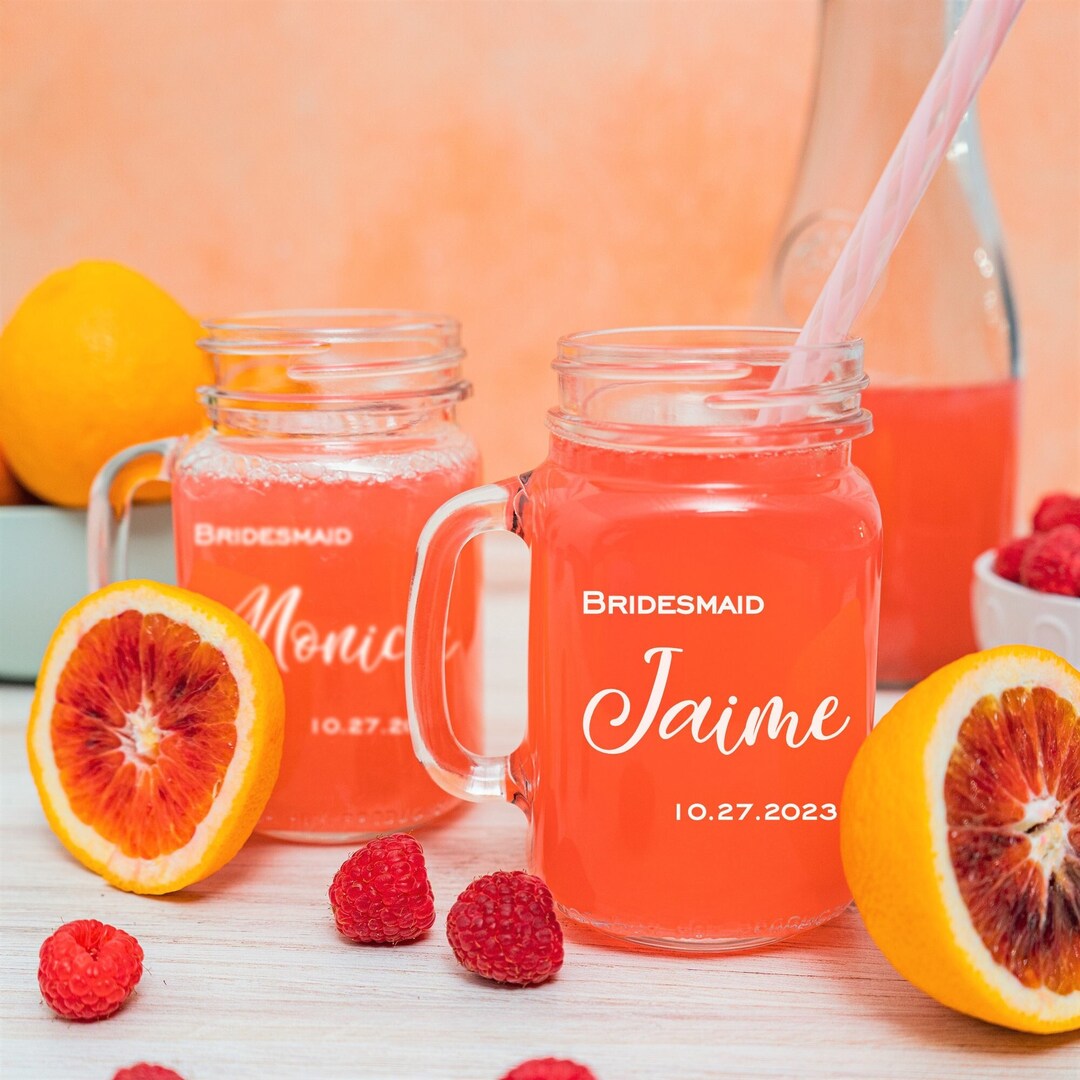 Personalized Mason Jars, Custom Rustic Glassware, Bridesmaid, Bridal