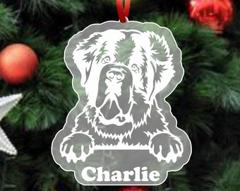 Saint Bernard Ornament, Saint Bernard Christmas Tree Ornament, Custom Pet Ornament, Dog Ornament Personalized, Dog Name Ornament, Cute Pet