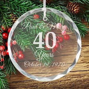 40th Anniversary - Personalized Crystal Holiday Ornament - Christmas Tree Decoration - Husband Gift - Anniversary Gift - Gift for Parents