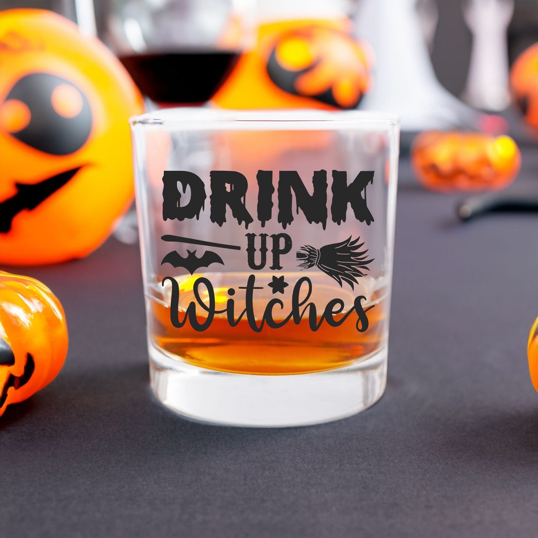 Spooky Whiskey Glass Halloween Barware Fall Glass Cup Etsy