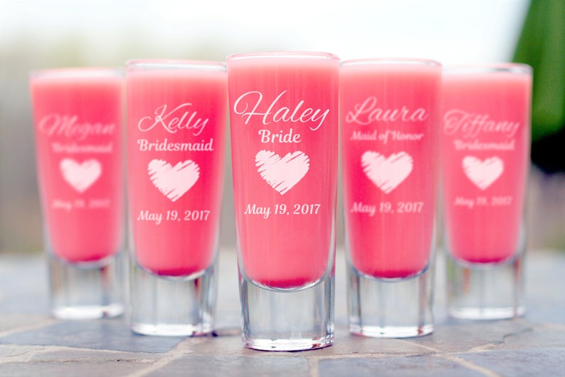 Shot Glasses Set of 6 Wedding Favor Bridal Party Etsy