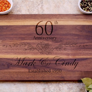60th Anniversary Gift, Custom Cutting Board, Personalized Anniversary, Anniversary Gift for Her, Gift for Him, 60 Year Anniversary Gift