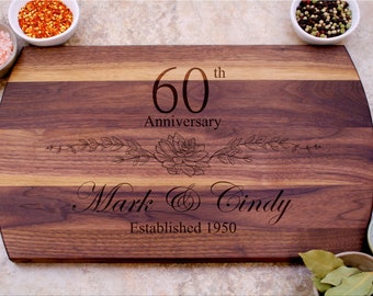 60th Anniversary Gift, Custom Cutting Board, Personalized Anniversary, Anniversary Gift for Her, Gift for Him, 60 Year Anniversary Gift