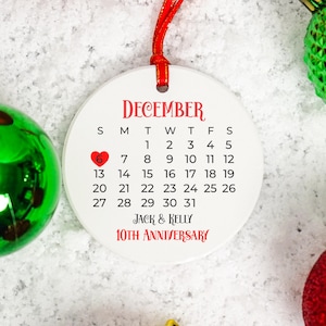10th Anniversary, Personalized Holiday Ornament, Christmas Tree Decoration, Husband Wife Gift, Anniversary Gift, Anniversary Keepsake