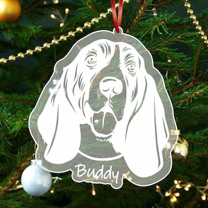 Basset Hound Ornament, Basset Hound Christmas Tree Ornament, Custom Pet Ornament, Dog Ornament Personalized, Dog Name Ornament, Cute Dog