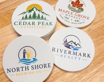 Custom Logo Coasters - Personalized Ceramic Coasters - Corporate Gifts - Business Promotional Items - Bulk Event Favors