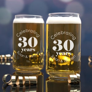 30th Anniversary Glassware Set, 30 Year Celebration, Wedding Anniversary Gifts for Parents, For Him, For Husband, Personalized Gift for Men