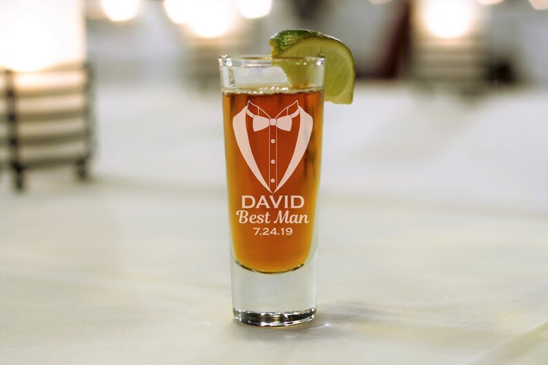Bridal Party Shot Glasses Personalized Shot Glasses Custom Shot Glasses Party Favors Groomsman Gifts Monogrammed Engraved Party Favor