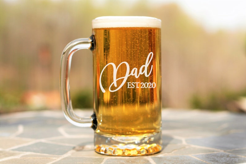 Dad Gift, New Dad Gift, Dad Announcement, New Baby Announcement, Dad To Be, Dad Beer Mug, Dad Glass, Pregnancy Announcement, Dad Est, Father image 6