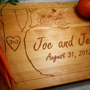Custom Engraved Cutting Board - Fiance Gift - Gifts for Mom - Gift for Dad - Gift for Him - Gifts for Her - Owl Decor - Personalized Kitchen
