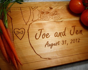 Custom Engraved Cutting Board - Fiance Gift - Gifts for Mom - Gift for Dad - Gift for Him - Gifts for Her - Owl Decor - Personalized Kitchen