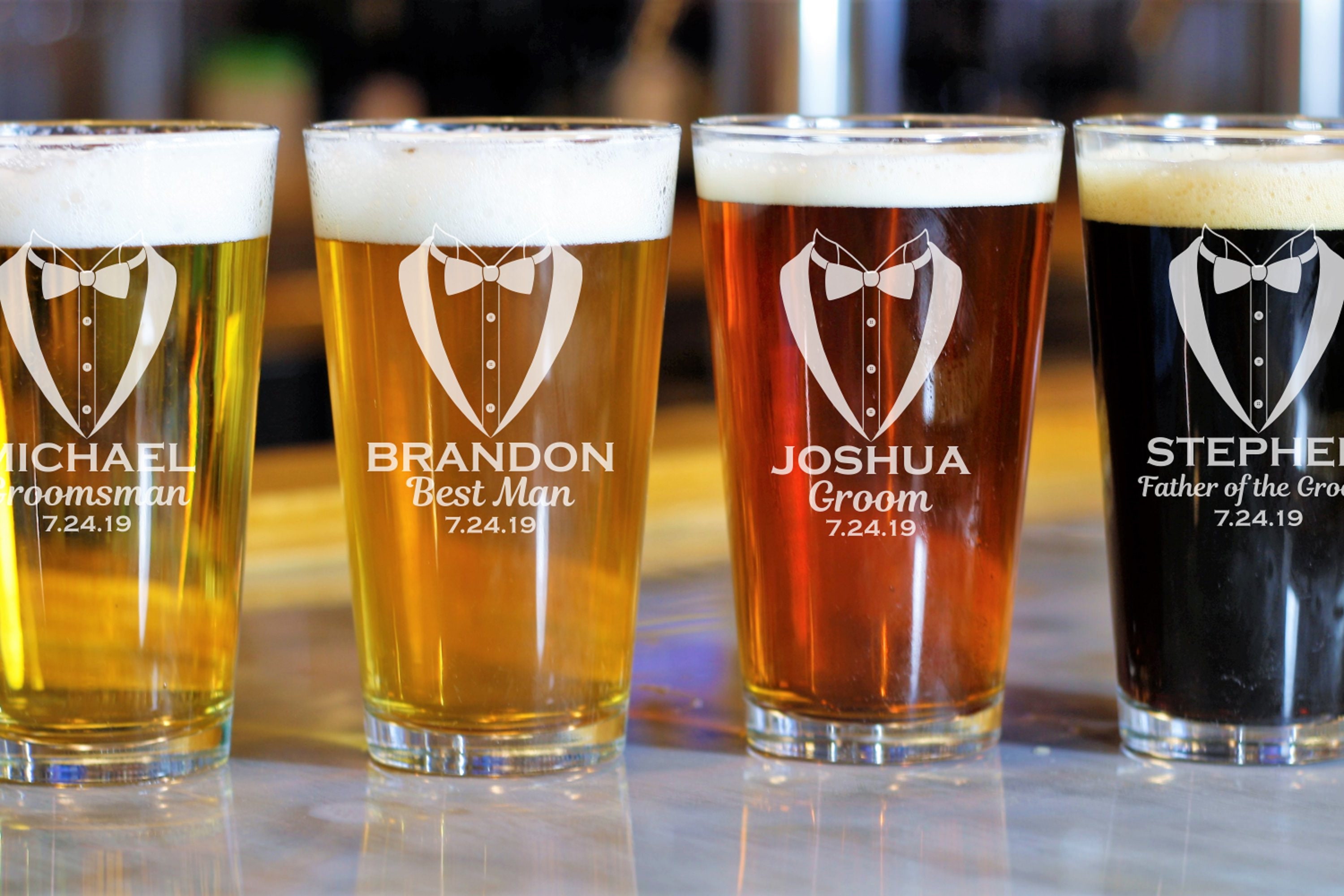 Personalized Bar Glasses Set of 6 Custom Pint Glass Bar Etsy