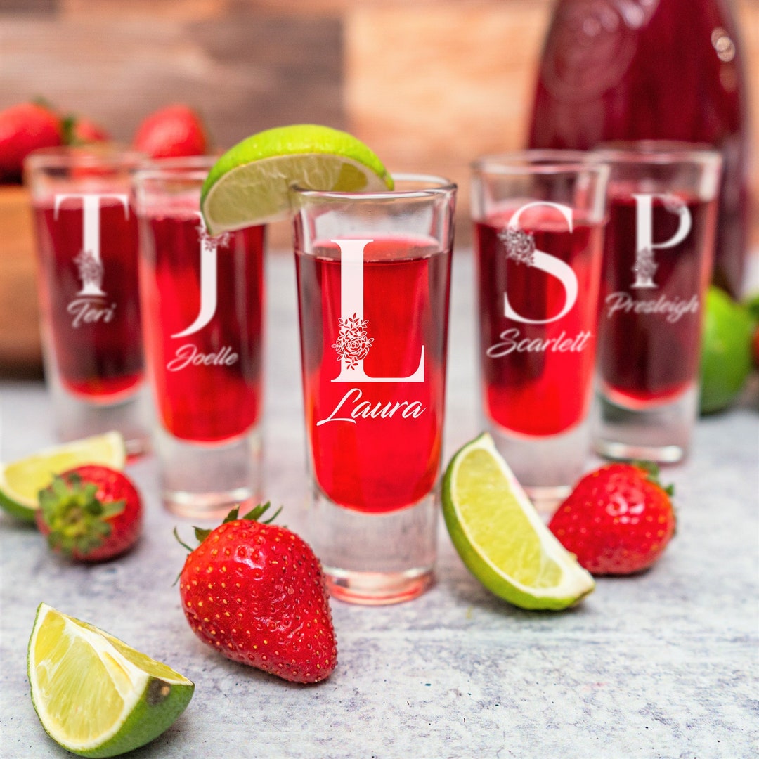 Cute Shot Glasses Set of 2, Wedding Favors, Bridal Party, Maid of Honor