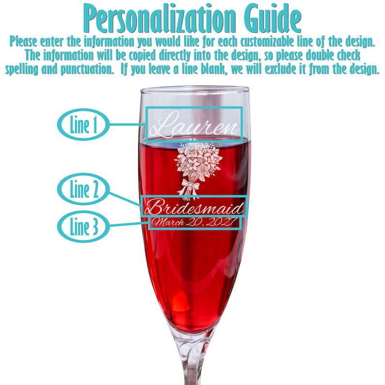 Bridesmaid Champagne Flutes – Personalized Wedding Party Glasses – Custom Bridal Party Gift for Getting Ready Design 6